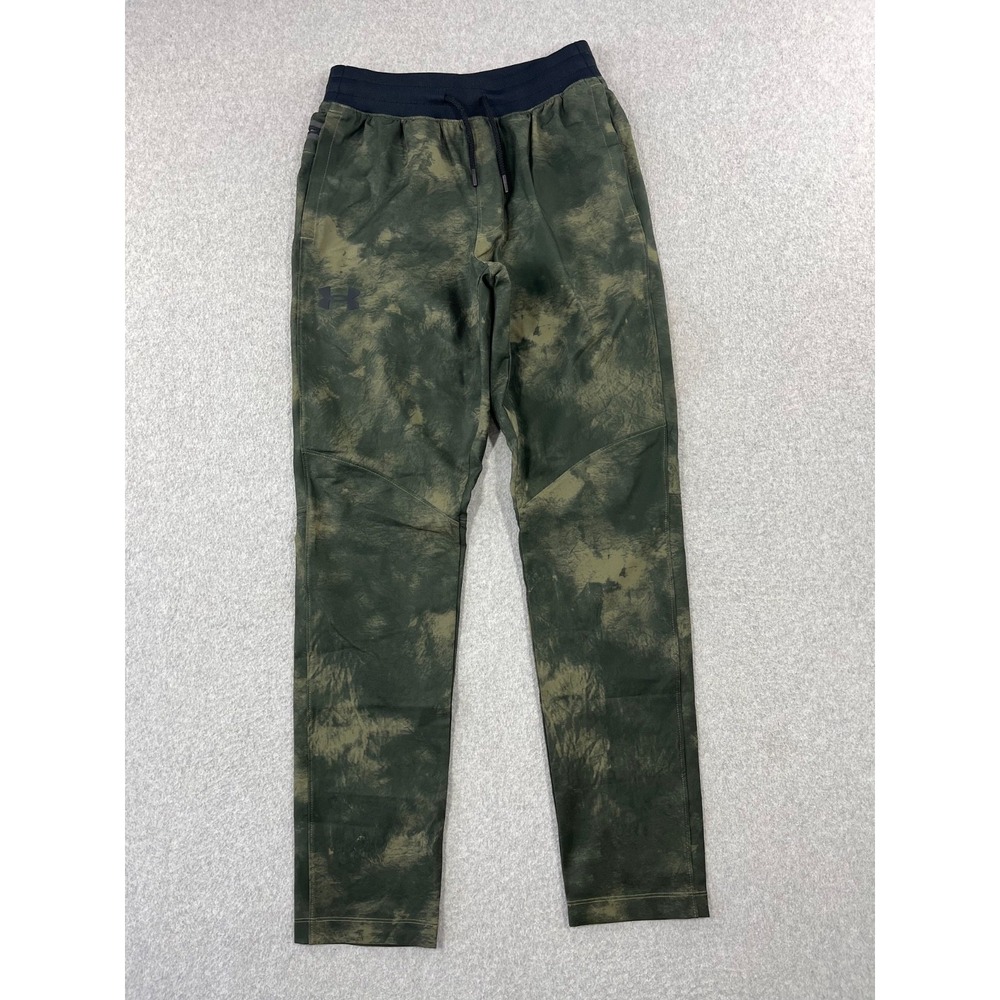 Under Armour Elite Joggers Mens S Green Camo Tapered Sweatpants 1378951